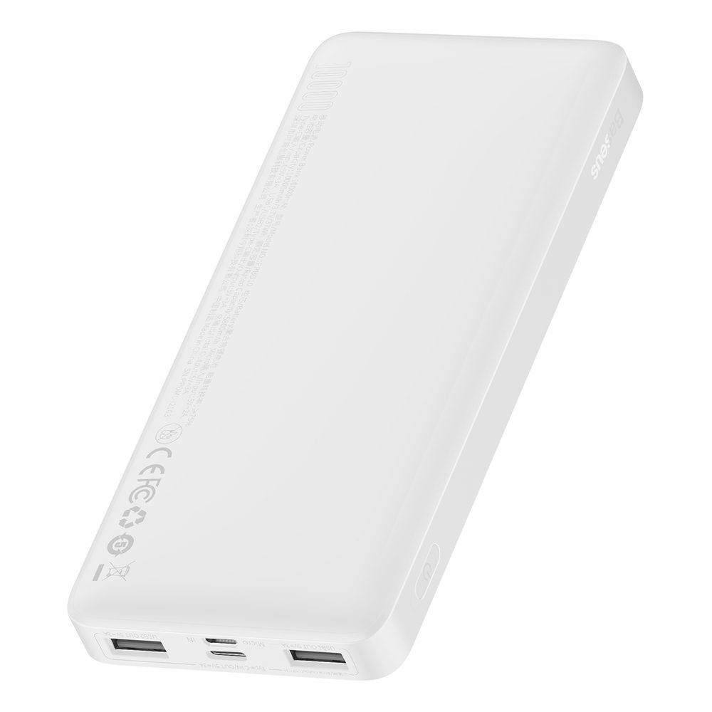 Baseus Bipow powerbank with display 10000mAh 15W white (Overseas Edition) + USB-A - Micro USB cable 0.25m white (PPBD050002)eng
