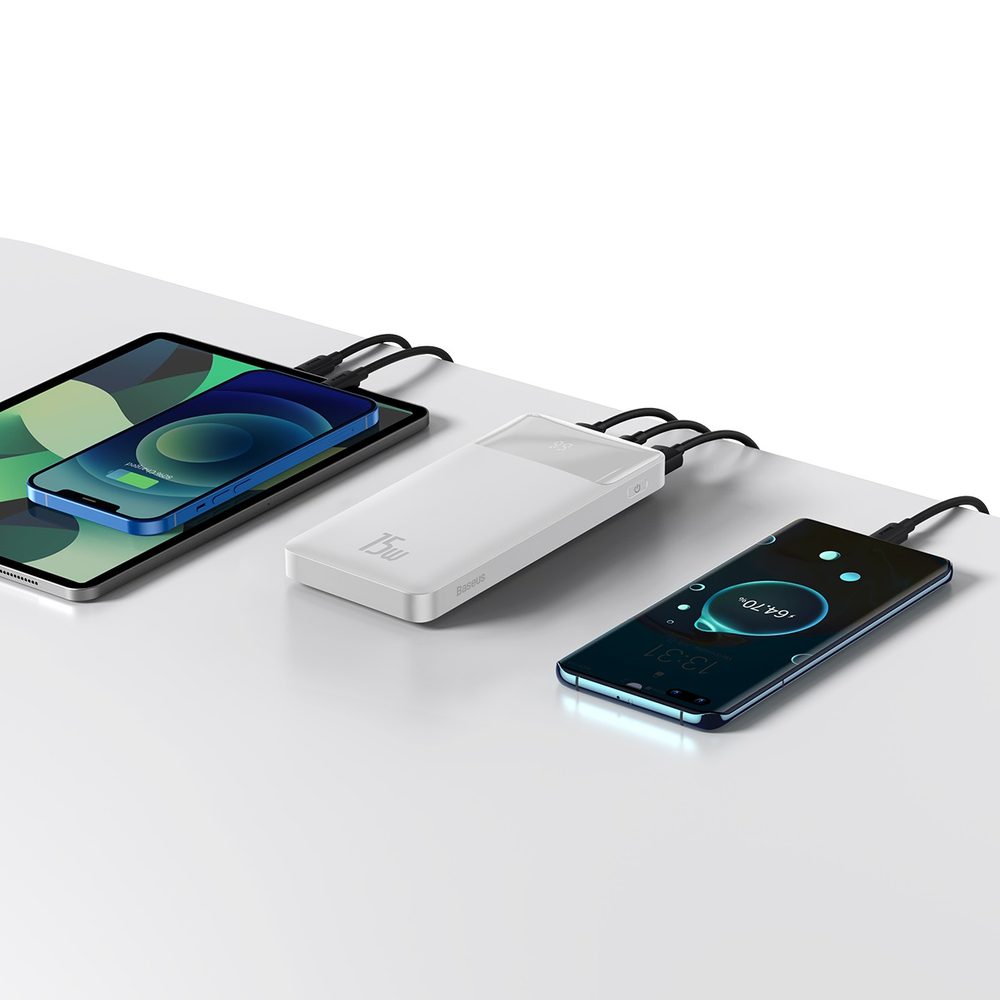 Baseus Bipow powerbank with display 10000mAh 15W white (Overseas Edition) + USB-A - Micro USB cable 0.25m white (PPBD050002)eng