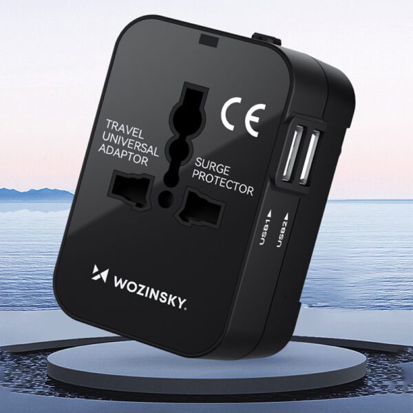 Wozinsky WUTWC Travel Adapter Universal 24W EU / US / AUS / UK / 2x USB-A - Blackeng