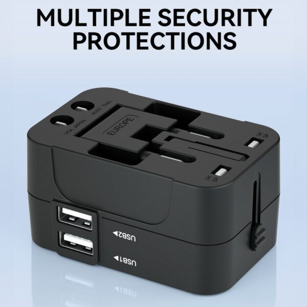 Wozinsky WUTWC Travel Adapter Universal 24W EU / US / AUS / UK / 2x USB-A - Blackeng