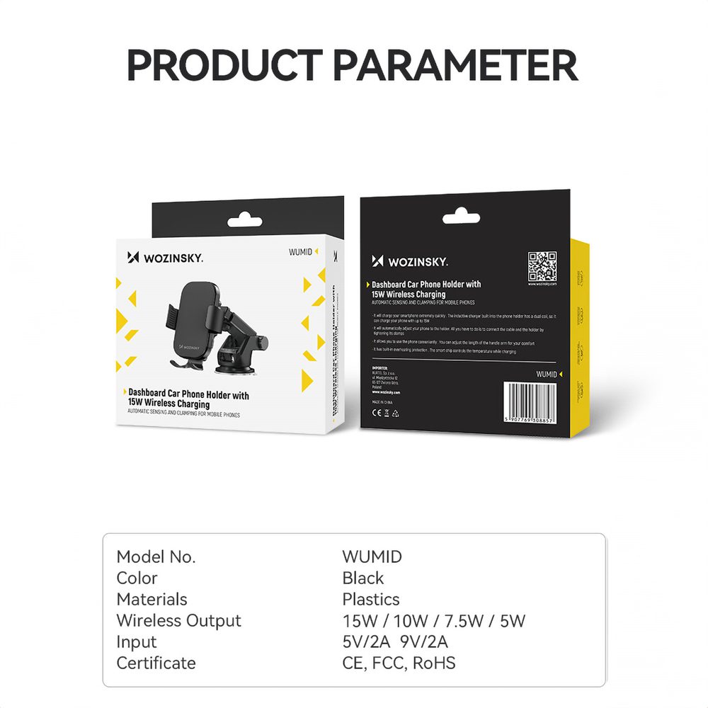 170833_8 Wozinsky WUMID phone holder with 15W inductive charger for car dashboard - blackeng