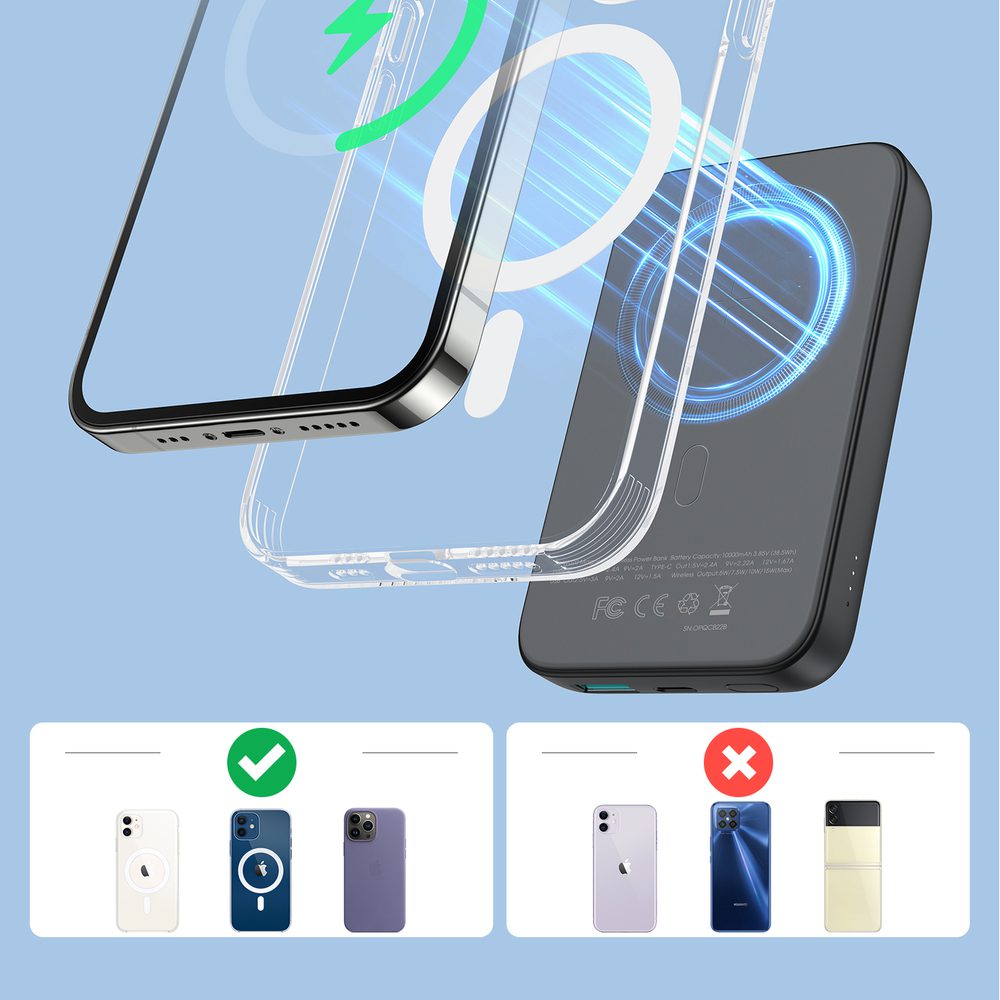 Joyroom JR-W020 20W 10000mAh MagSafe powerbank + USB-A - USB-C 0.25m cable - blackeng