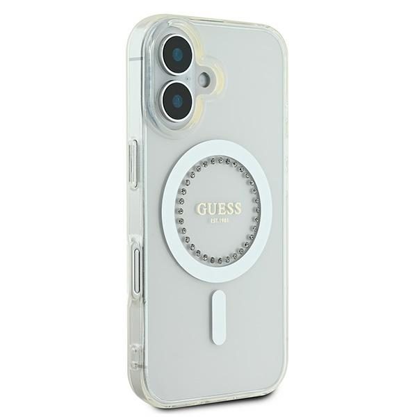 Guess IML Rhinestones MagSafe Case for iPhone 16 Plus - Whiteeng
