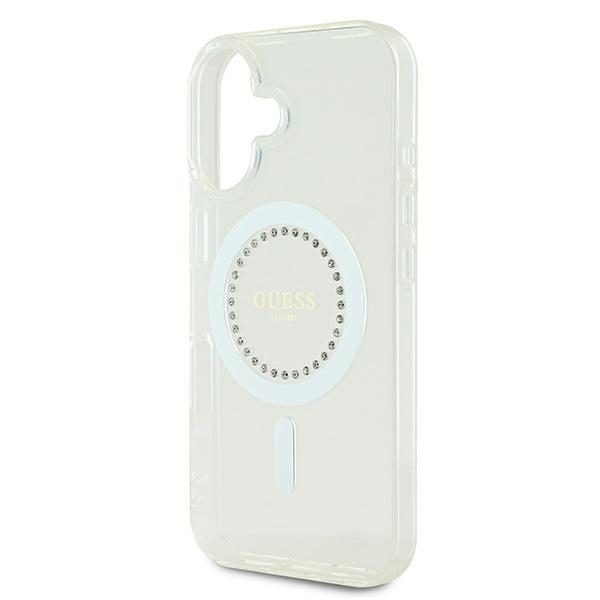 Guess IML Rhinestones MagSafe Case for iPhone 16 Plus - Whiteeng