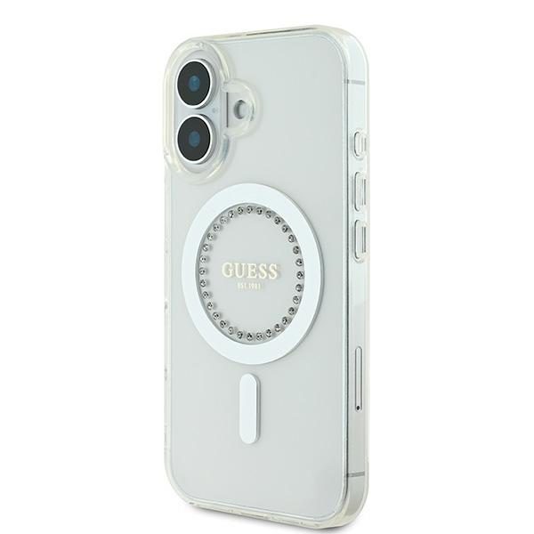 Guess IML Rhinestones MagSafe Case for iPhone 16 - Whiteeng
