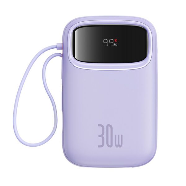 Baseus QPow 2 30W 10000mAh Power Bank with Built-in USB-C Cables - Purpleeng