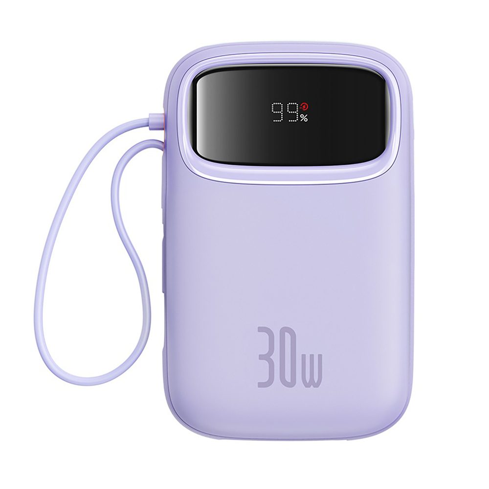 Baseus QPow 2 30W 10000mAh Power Bank with Built-in USB-C Cables - Purpleeng