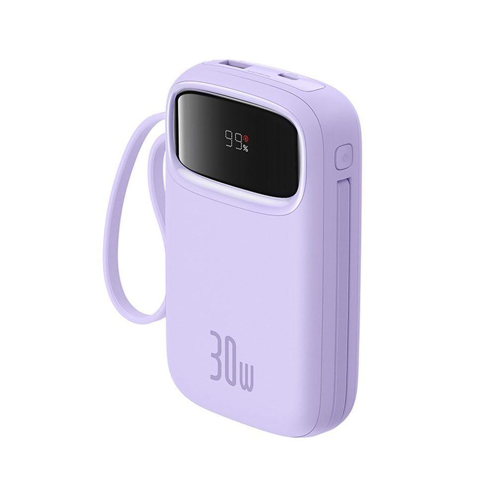 Baseus QPow 2 30W 10000mAh Power Bank with Built-in USB-C Cables - Purpleeng