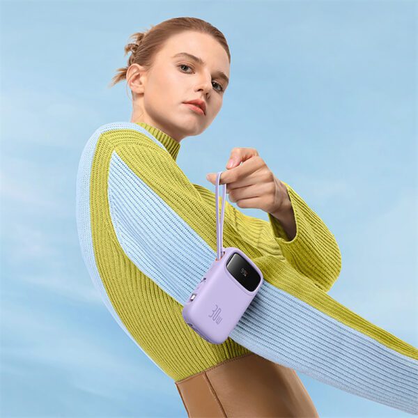 Baseus QPow 2 30W 10000mAh Power Bank with Built-in USB-C Cables - Purpleeng