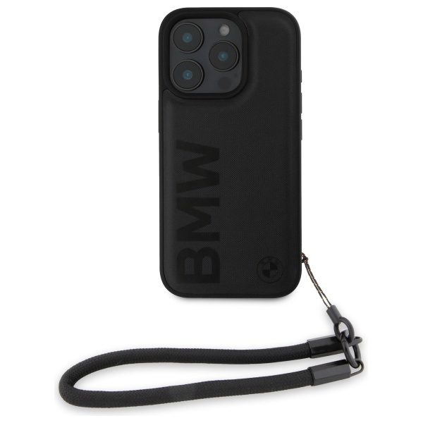 178675_2 BMW Signature Leather Wordmark Cord Case for iPhone 16 Pro - Blackeng