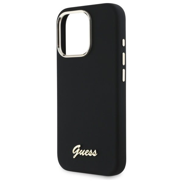 178715_6 Guess Silicone Script Metal Logo & Frame Case for iPhone 16 Pro - Blackeng