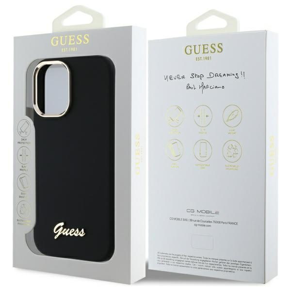 178723_8 Guess Silicone Script Metal Logo & Frame Case for iPhone 16 - Blackeng