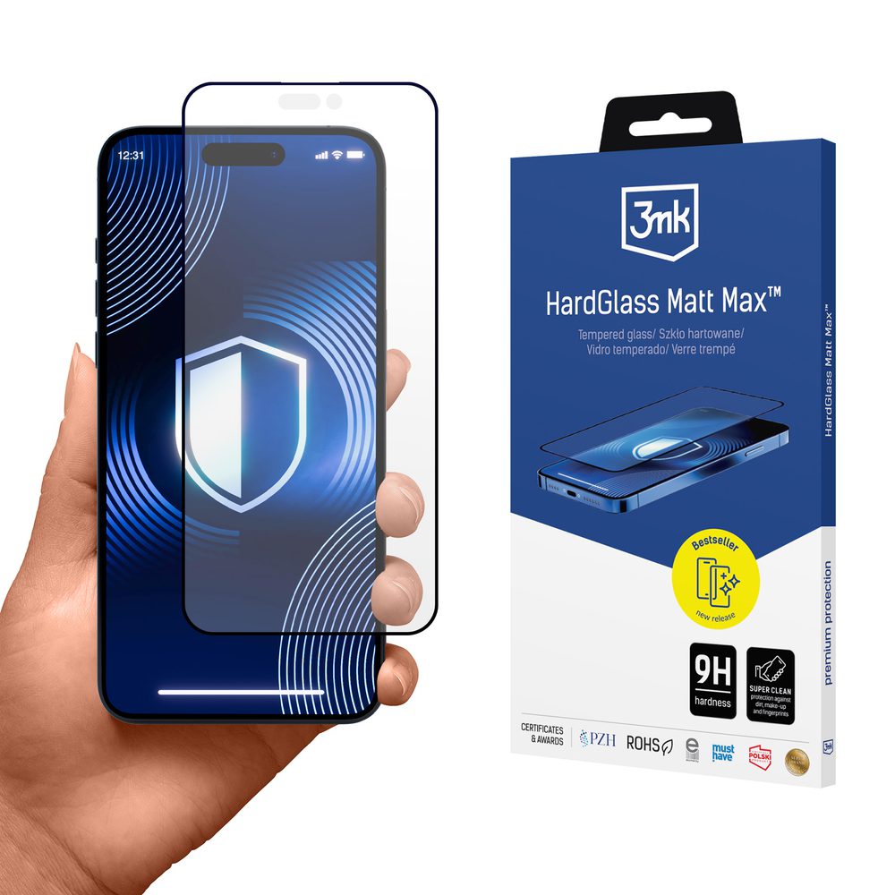 Tempered glass 3mk HardGlass Matt Max for iPhone 15 Proeng
