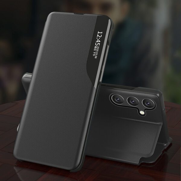 Eco Leather View Case for Samsung Galaxy S25 with Flip Stand - Blackeng