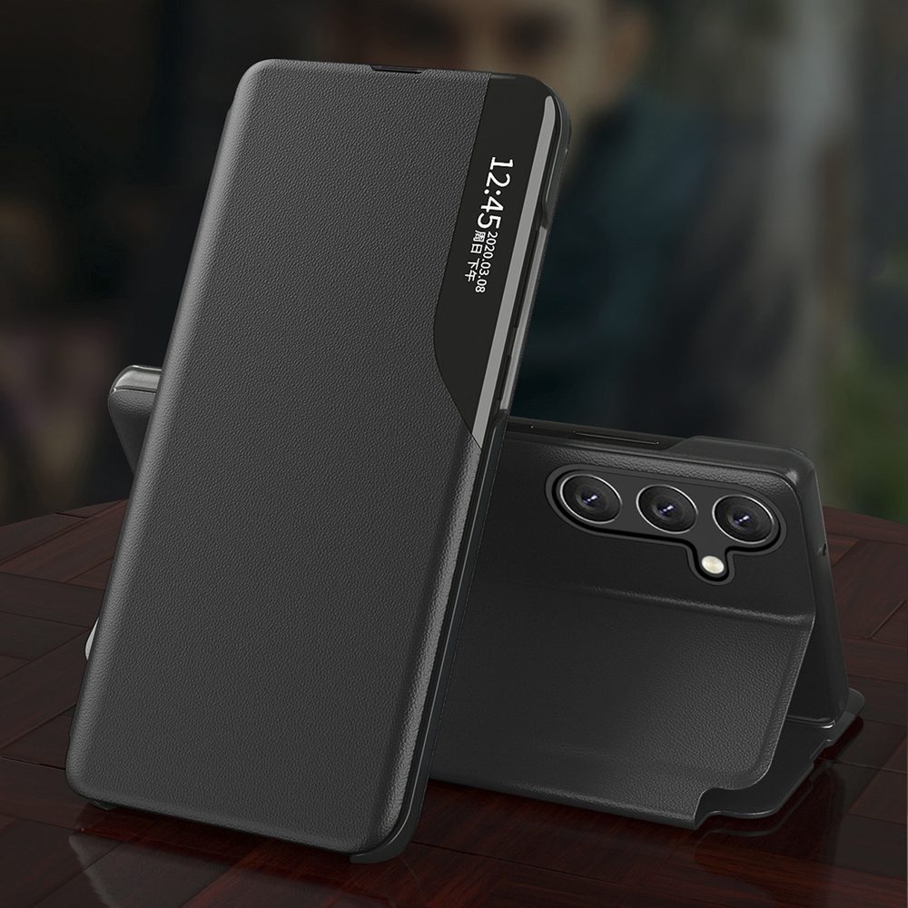 Eco Leather View Case for Samsung Galaxy S25 with Flip Stand - Blackeng