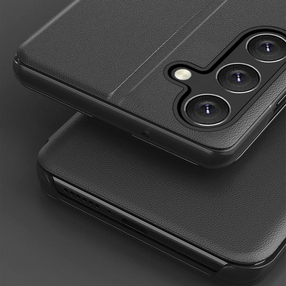 Eco Leather View Case for Samsung Galaxy S25 with Flip Stand - Blackeng