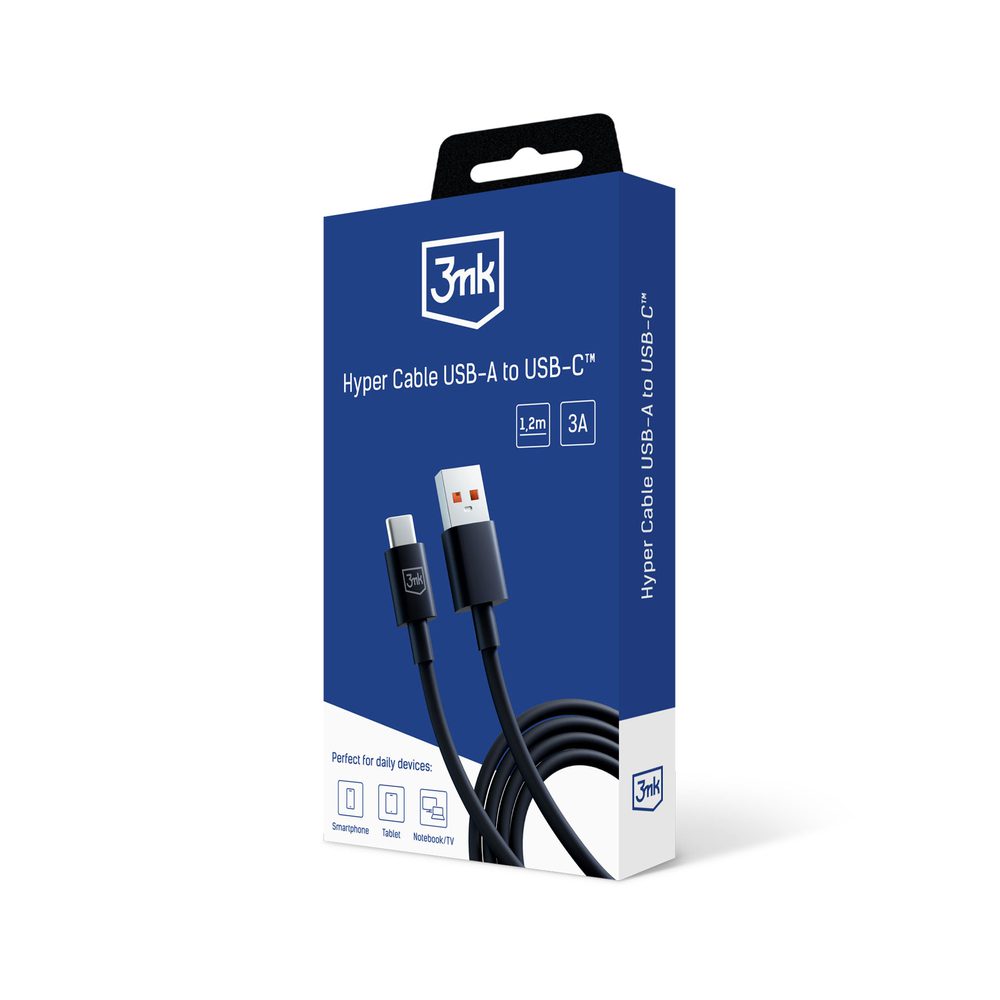 184368_10 3mk Hyper Cable USB-A / USB-C 1.2m 5A - blackeng