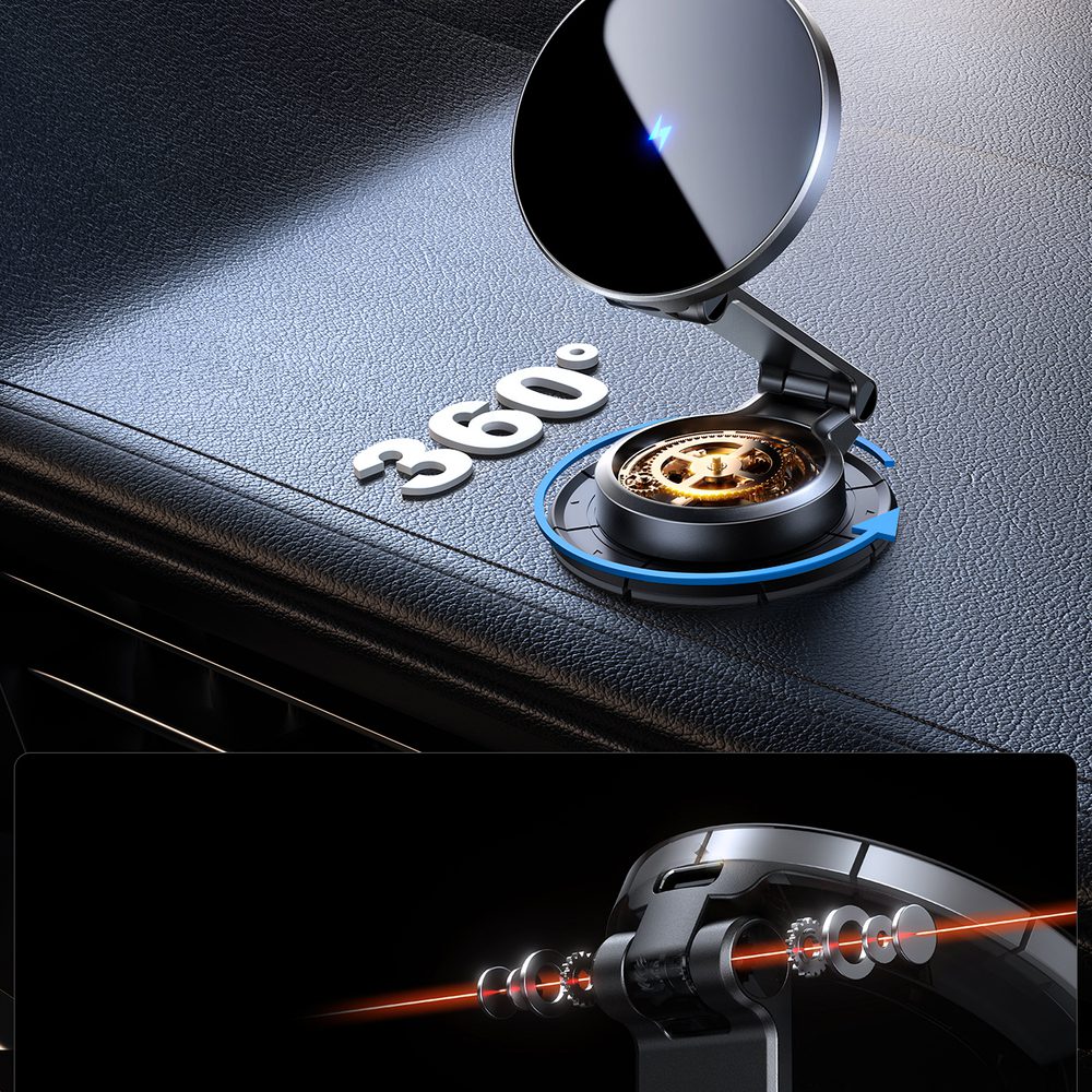 Joyroom JR-ZS408 magnetic holder with 15W inductive charger for car cockpit - blackeng