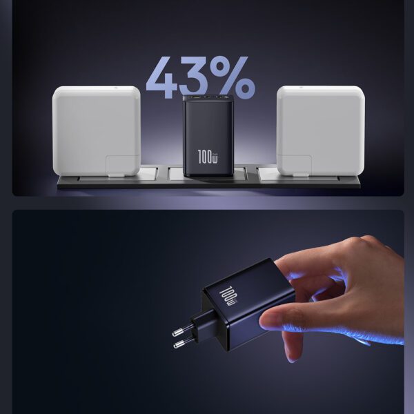 195982_7 Baseus EnerFill FE11 100W Wall Charger 2 x USB-C + USB-A - Blackeng