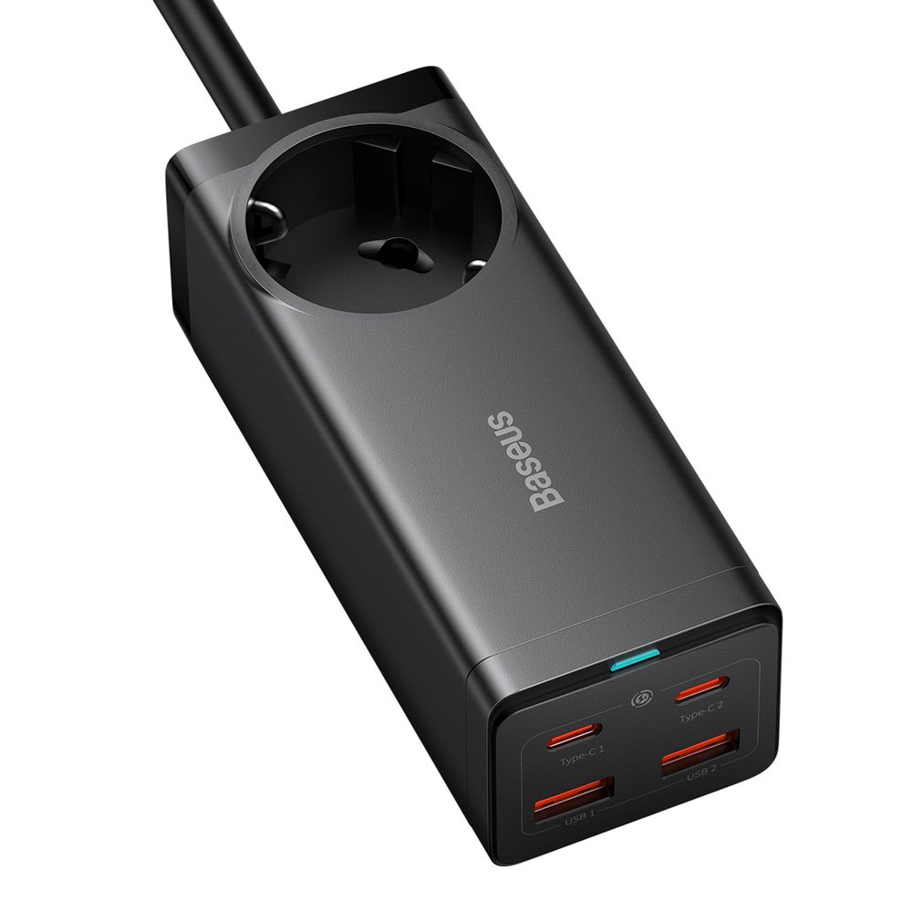 196001_3 Baseus GaN3 Pro 100W EU Charging Station + 2 x USB-A + 2 x USB-C with 1m Cable Baseus Xiaobai USB-C 100W - Blackeng