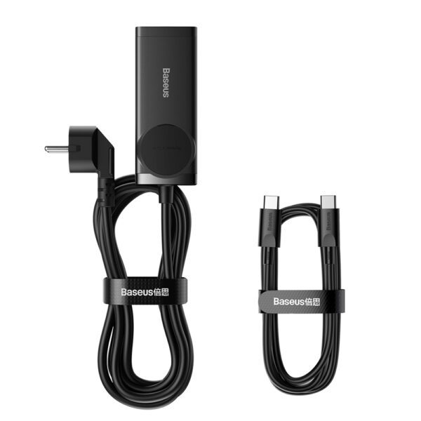 196001_7 Baseus GaN3 Pro 100W EU Charging Station + 2 x USB-A + 2 x USB-C with 1m Cable Baseus Xiaobai USB-C 100W - Blackeng