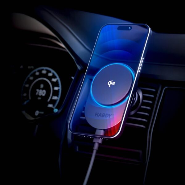 Car air vent holder 3mk Hardy AeroCharger 15W Qi2/MagSafe - blackeng