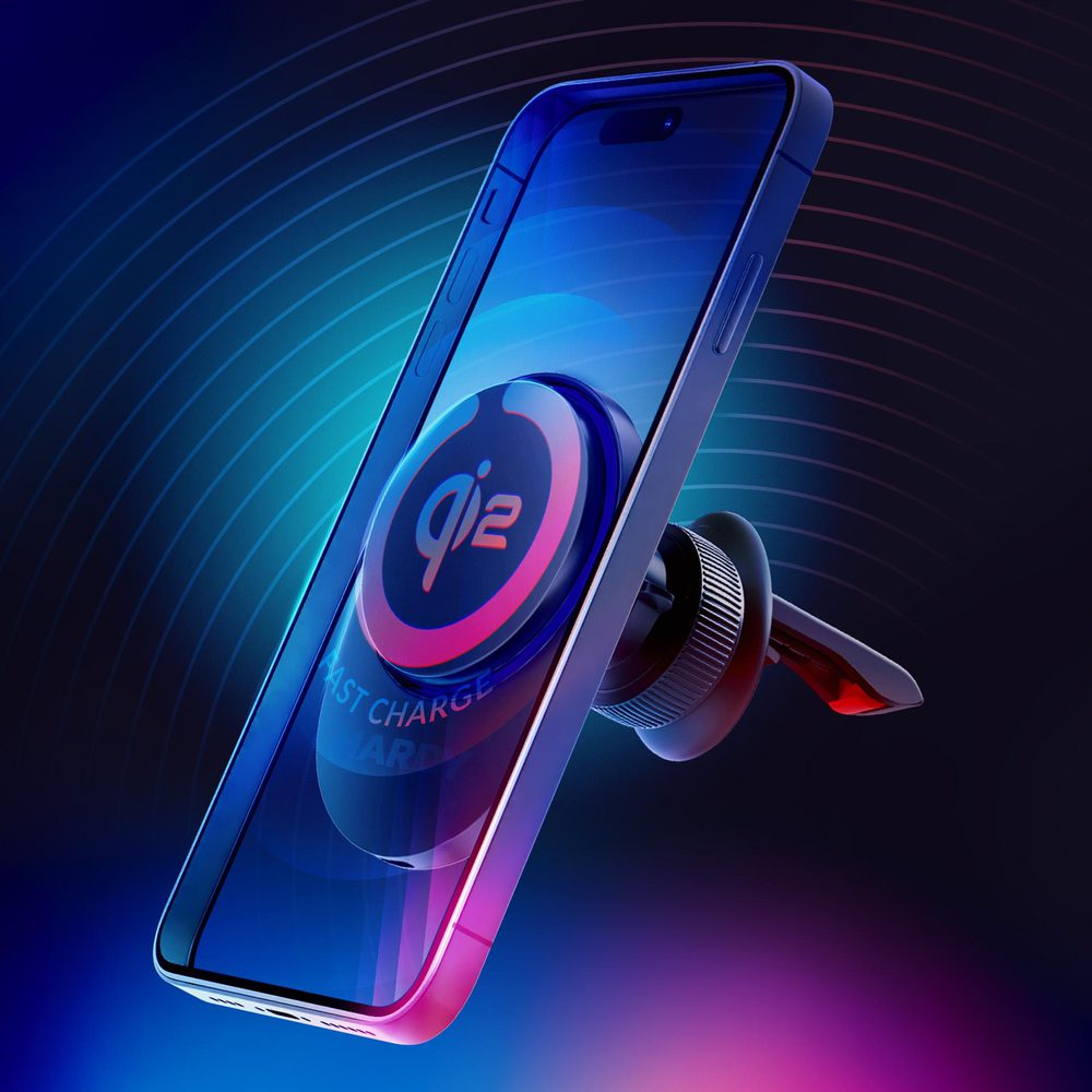 Car air vent holder 3mk Hardy AeroCharger 15W Qi2/MagSafe - blackeng