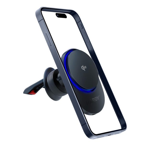 Car air vent holder 3mk Hardy AeroCharger 15W Qi2/MagSafe - blackeng