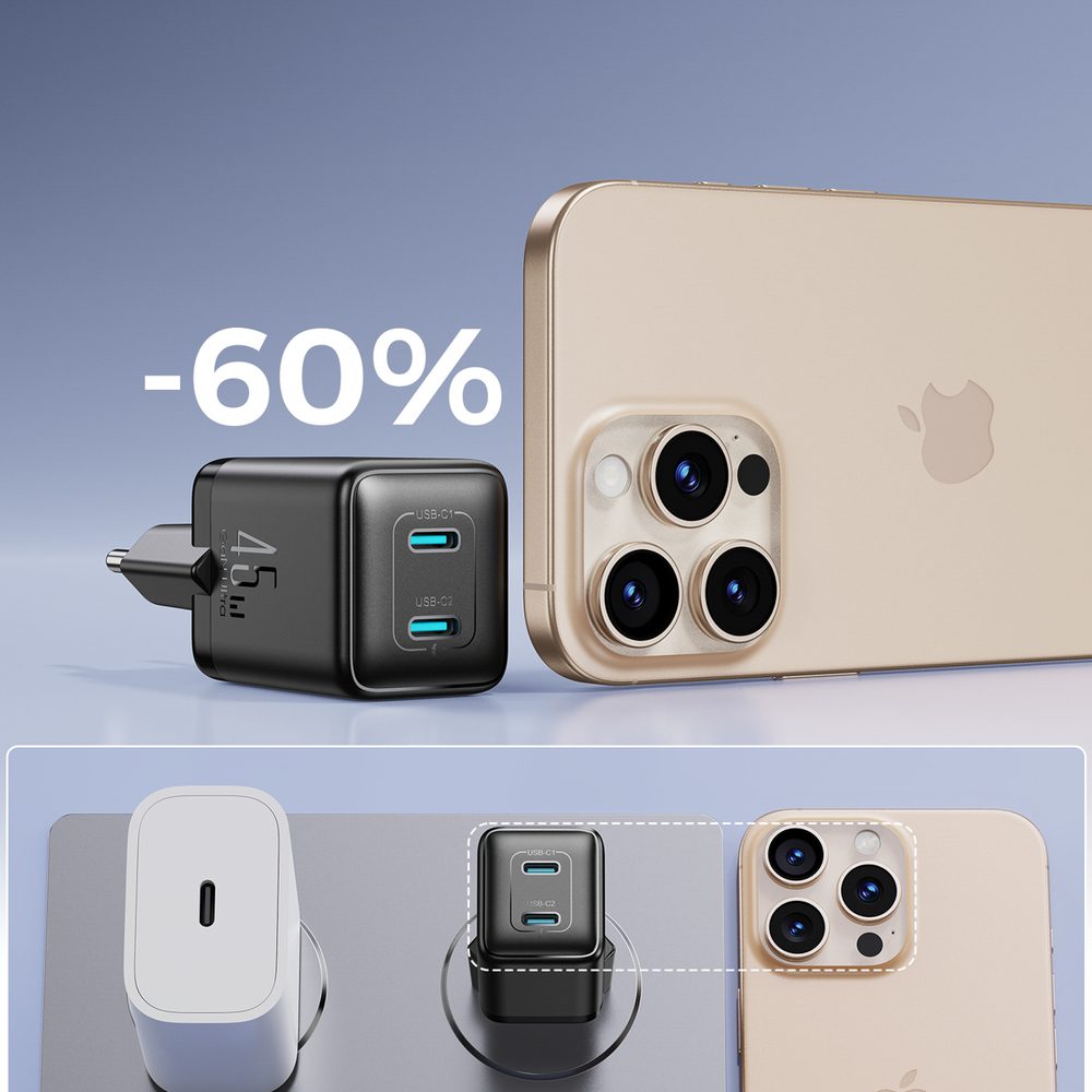 198952_4 Ładowarka sieciowa Joyroom JR-TCG17 45W 2 x- USB-C (wtyczka EU) - czarnapol