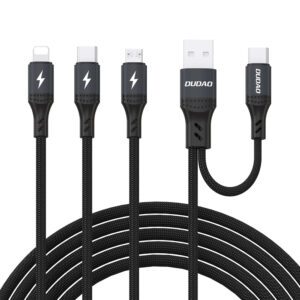 Dudao L3W USB-A/USB-C to Lightning/USB-C/MicroUSB 66W Cable - Blackeng