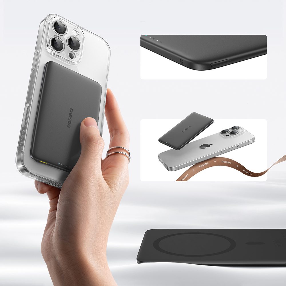 198972_5 Baseus PicoGo AM41 Ultra-Slim 5000mAh 20W MagSafe Compatible Power Bank with Baseus Simple USB-C 60W 30cm Cable - Blackeng