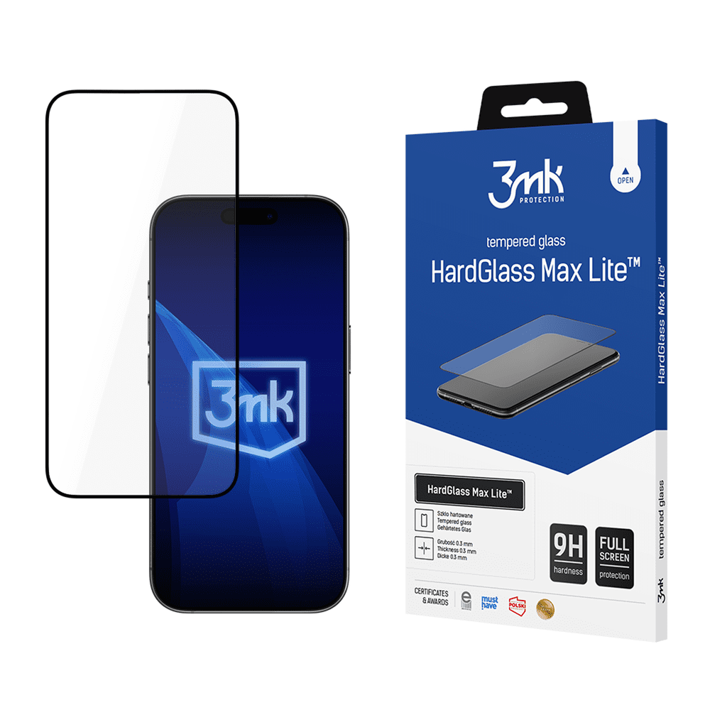 3mk HardGlass Max Lite Black Tempered Glass for iPhone 17 Proeng