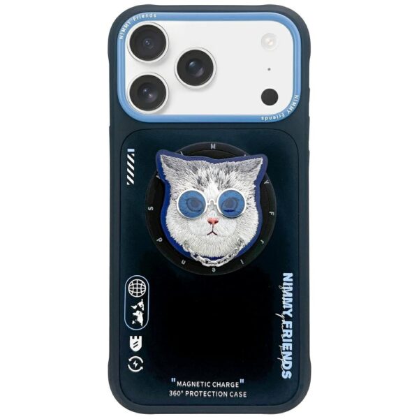 199434_1 Nimmy Glasses Cool Cat MagSafe Case for iPhone 17 - Black and Blueeng