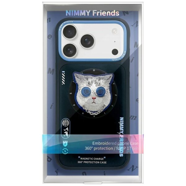 199434_2 Nimmy Glasses Cool Cat MagSafe Case for iPhone 17 - Black and Blueeng
