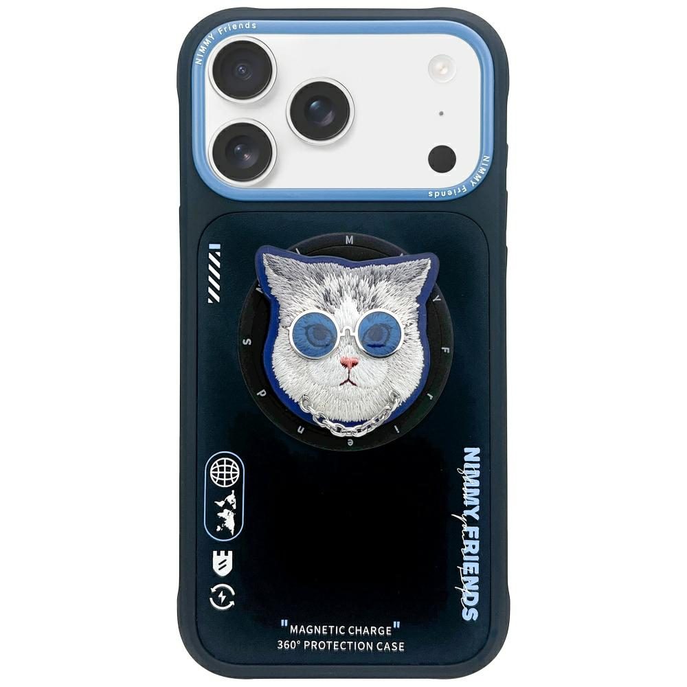 199438_1 Nimmy Glasses Cool Cat MagSafe Case for iPhone 17 Pro Max - Black and Blueeng