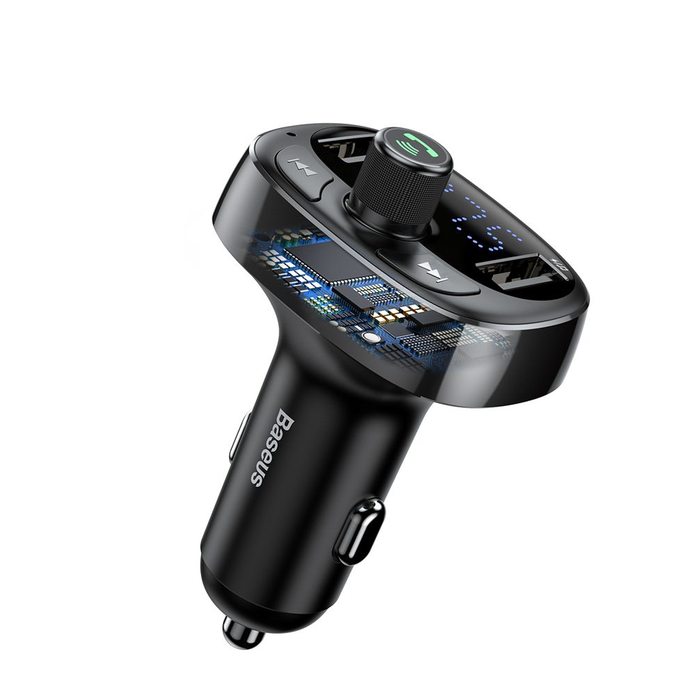 199502_1 Baseus S-09 FM Transmitter with Bluetooth and MP3 Player USB-A microSD - Blackeng