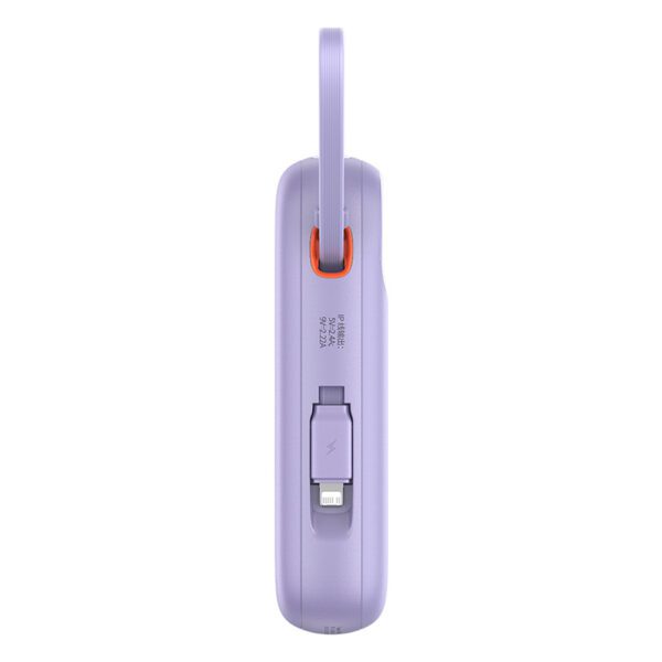 199505_3 Baseus Qpow2 20000mAh 22.5W Powerbank with Dual Cable with Digital Display + Baseus Simple USB-C 3A Cable 0.3m (White) - Purpleeng