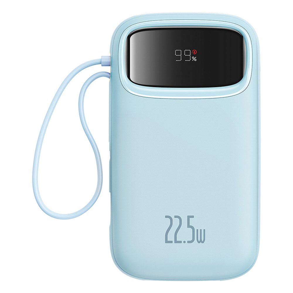 Baseus Qpow2 20000mAh 22.5W Powerbank with Dual Cable with Digital Display + Baseus Simple USB-C 3A Cable 0.3m (White) - Blueeng