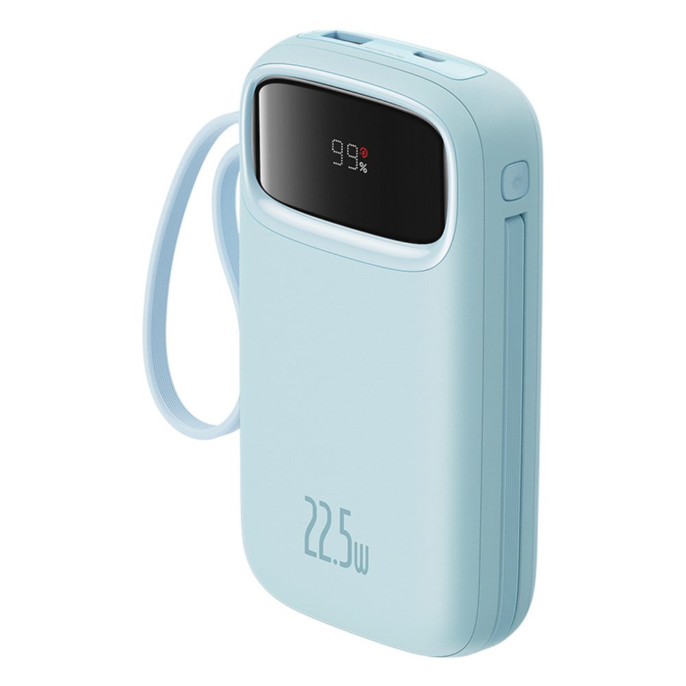 Baseus Qpow2 20000mAh 22.5W Powerbank with Dual Cable with Digital Display + Baseus Simple USB-C 3A Cable 0.3m (White) - Blueeng