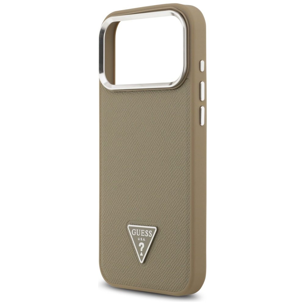 Guess Grained Triangle Logo MagSafe case for iPhone 17 Pro Max - browneng