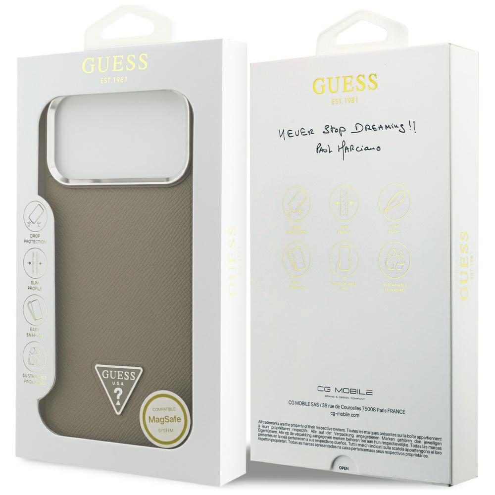 Guess Grained Triangle Logo MagSafe case for iPhone 17 Pro Max - browneng