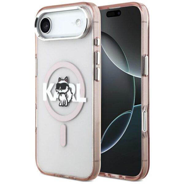 199782_1 Karl Lagerfeld IML Choupette Sketch Logo MagSafe Case for iPhone 17 Air - Pinkeng