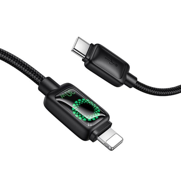 Cable with LCD USB C to USB C Hoco 3A 60W 1,2 m U146 black