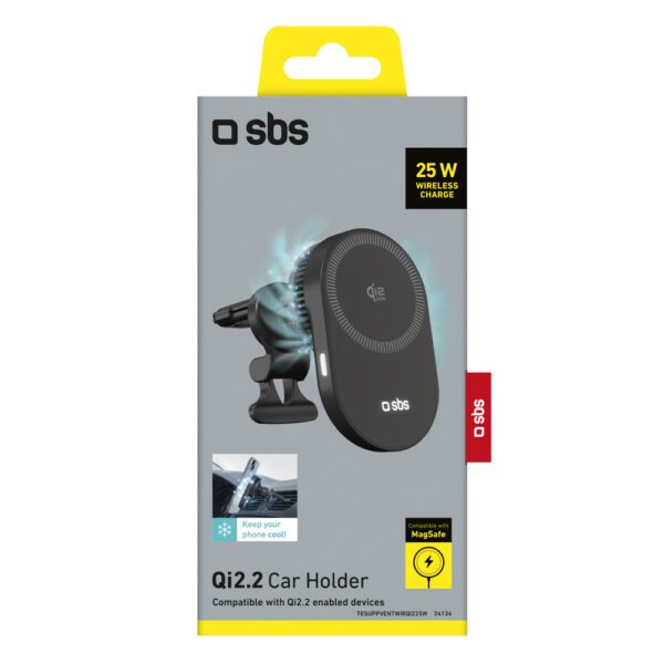 SBS Magnetic Holder with Qi2.2 25W Wireless Charger with Active Cooling - Blackeng