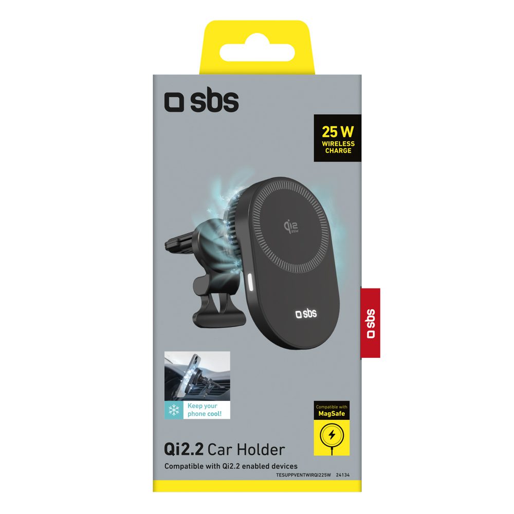 SBS Magnetic Holder with Qi2.2 25W Wireless Charger with Active Cooling - Blackeng