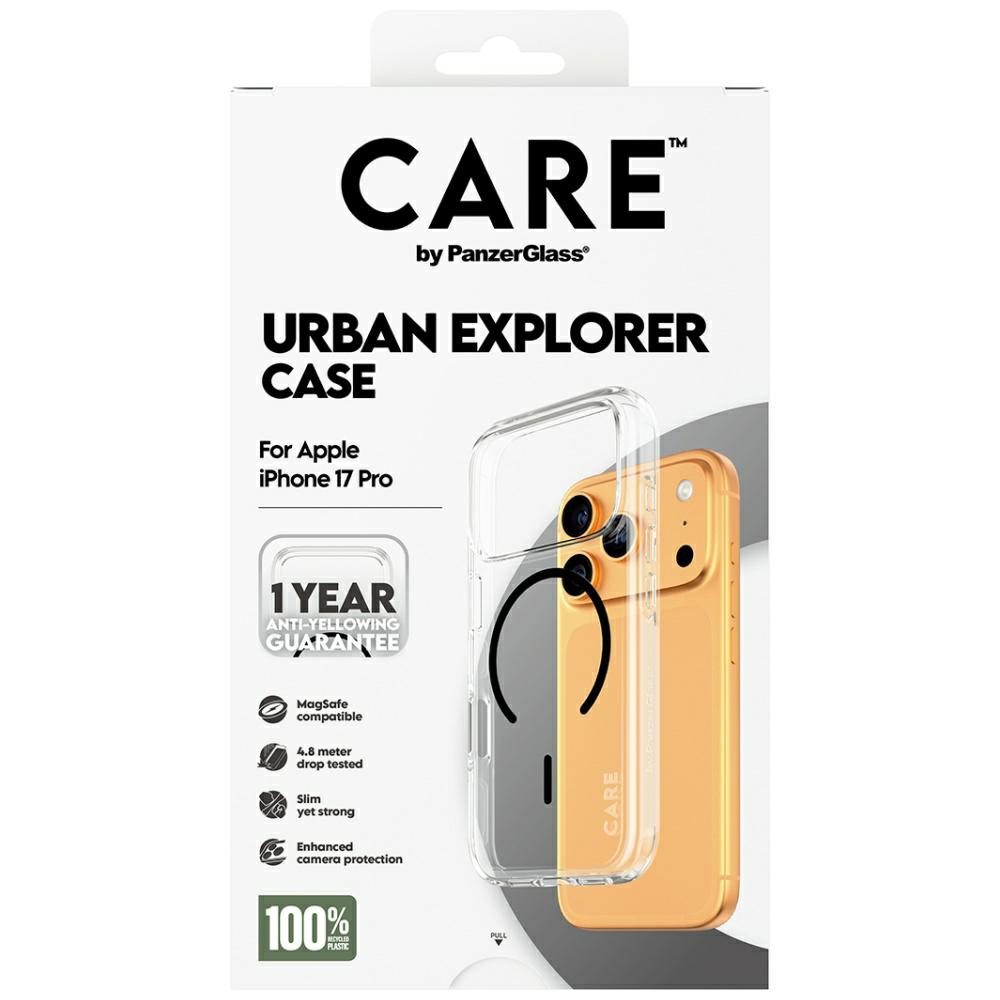 CARE by PanzerGlass Flagship Urban Explorer Case w. Black MagSafe for iPhone 17 Pro - Transparenteng