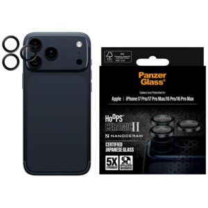 PanzerGlass Hoops Ceramic II Camera Lens Glass for iPhone 17 Pro / 17 Pro Max / 16 Pro / 16 Pro Max - Blackeng