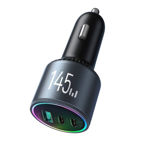 201066_4 Joyroom JR-CCN07 145W Car Charger 2xUSB-C USB-A + 100W USB-C Cable - Dark Grayeng