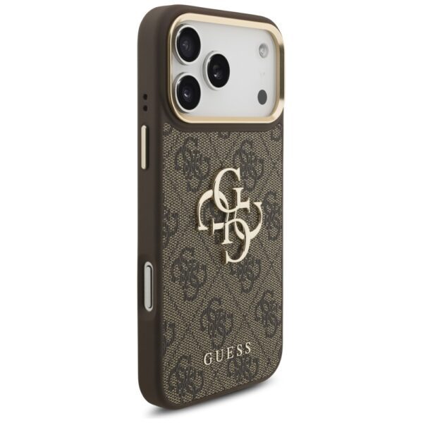 Guess 4G Big 4G Classic Logo Big Strap Metal Buttons Case for iPhone 17 Pro Max - Browneng