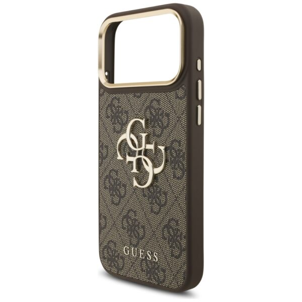Guess 4G Big 4G Classic Logo Big Strap Metal Buttons Case for iPhone 17 Pro Max - Browneng